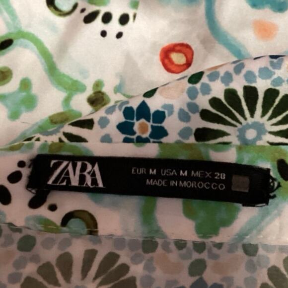 Zara Multicolor Patchwork Printed Button Down Long Sleeve Mini Shirt Dress Sz M - Picture 4 of 5